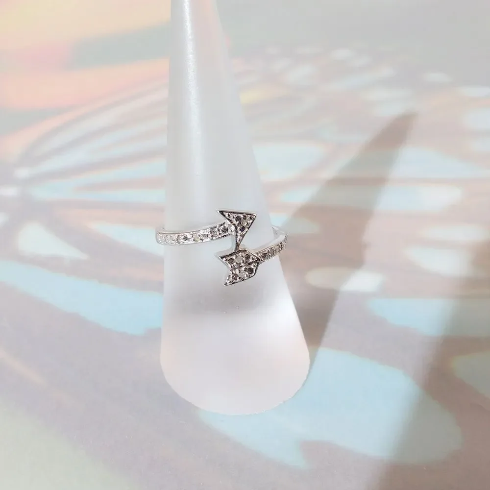 Sterling Silver Arrow Ring with Diamond Accents Size 7